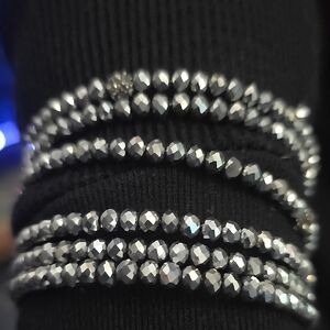 Black and Silver Sparkle Beaded Bracelet.